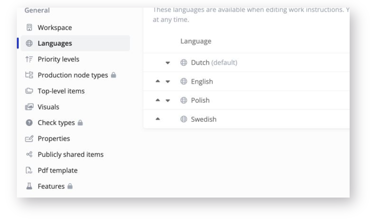Language settings with Polish and Swedish