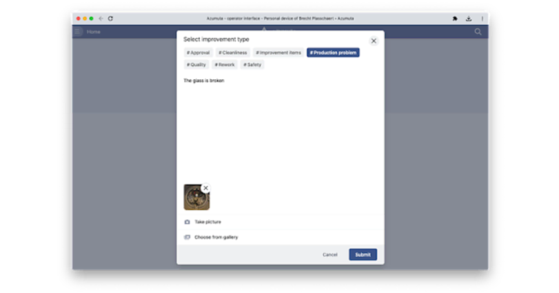 A computer screen displays an interface for selecting an improvement type. The window shows options such as