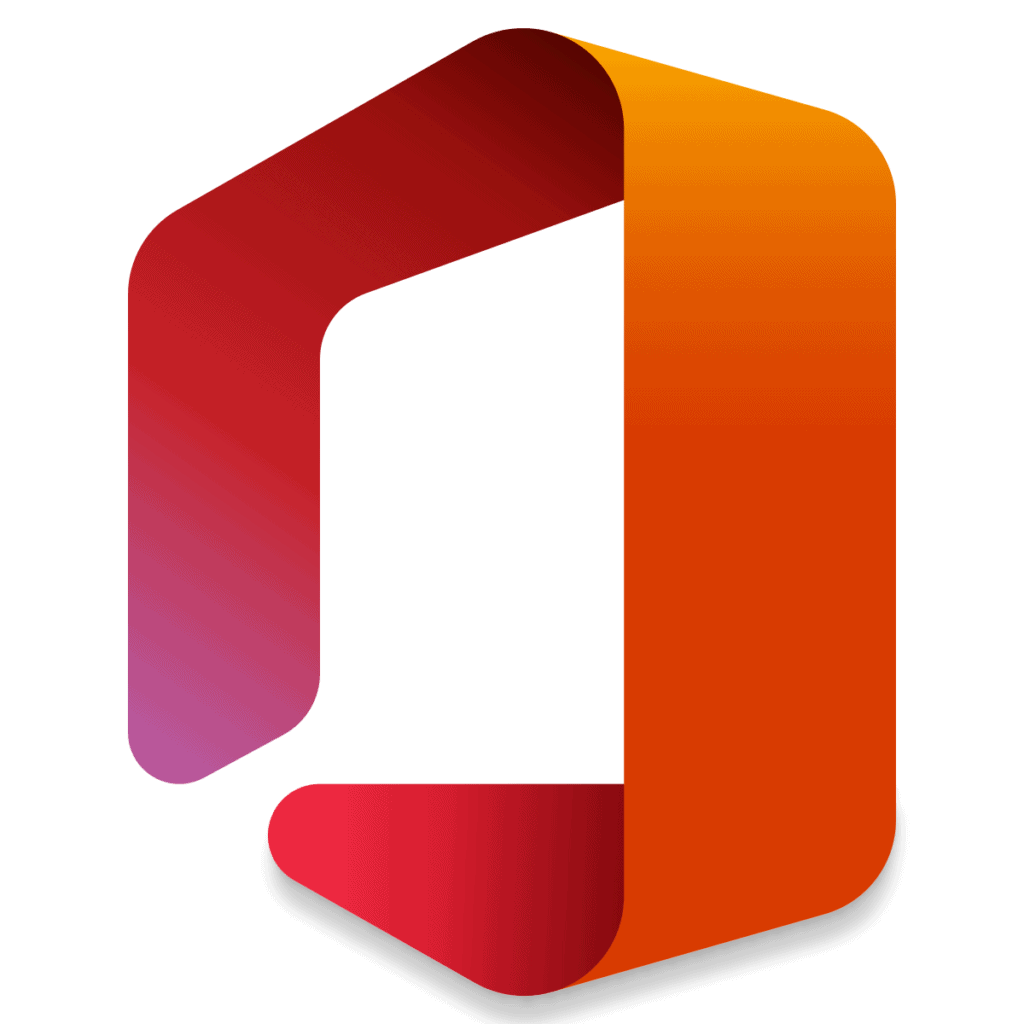 The image shows the logo for Microsoft Office. The logo consists of an abstract, ribbon-like design shaped like an angular