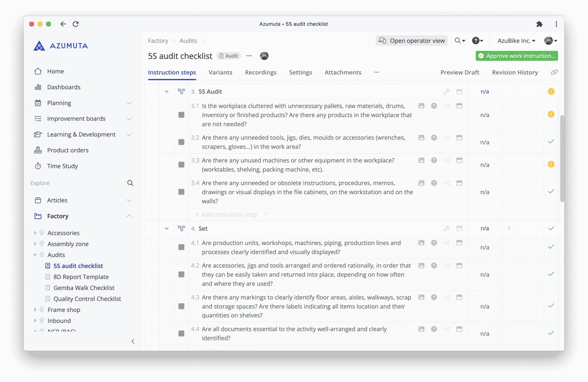 Mobile audit checklists
