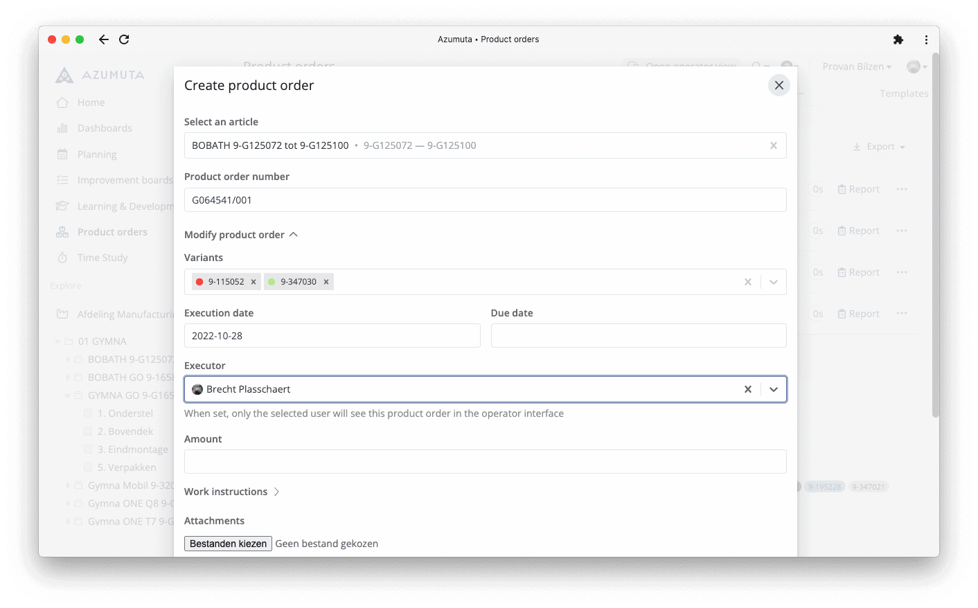 Create product orders