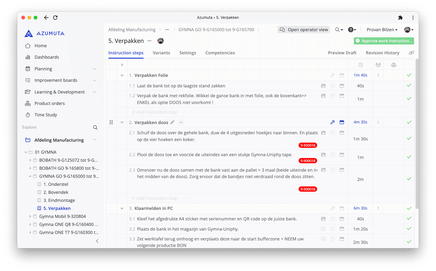 Create product work instructions
