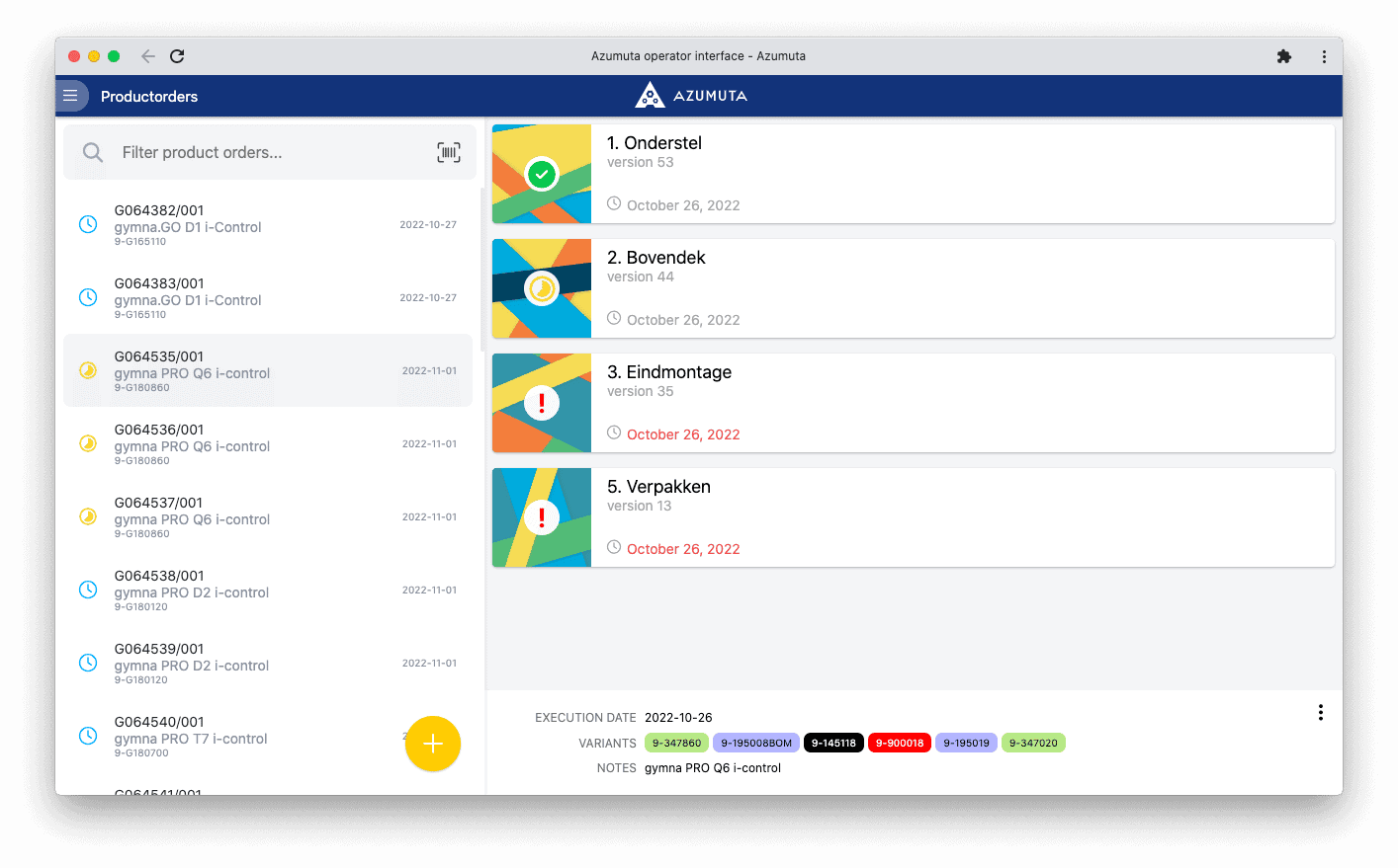 Operator-selected product orders