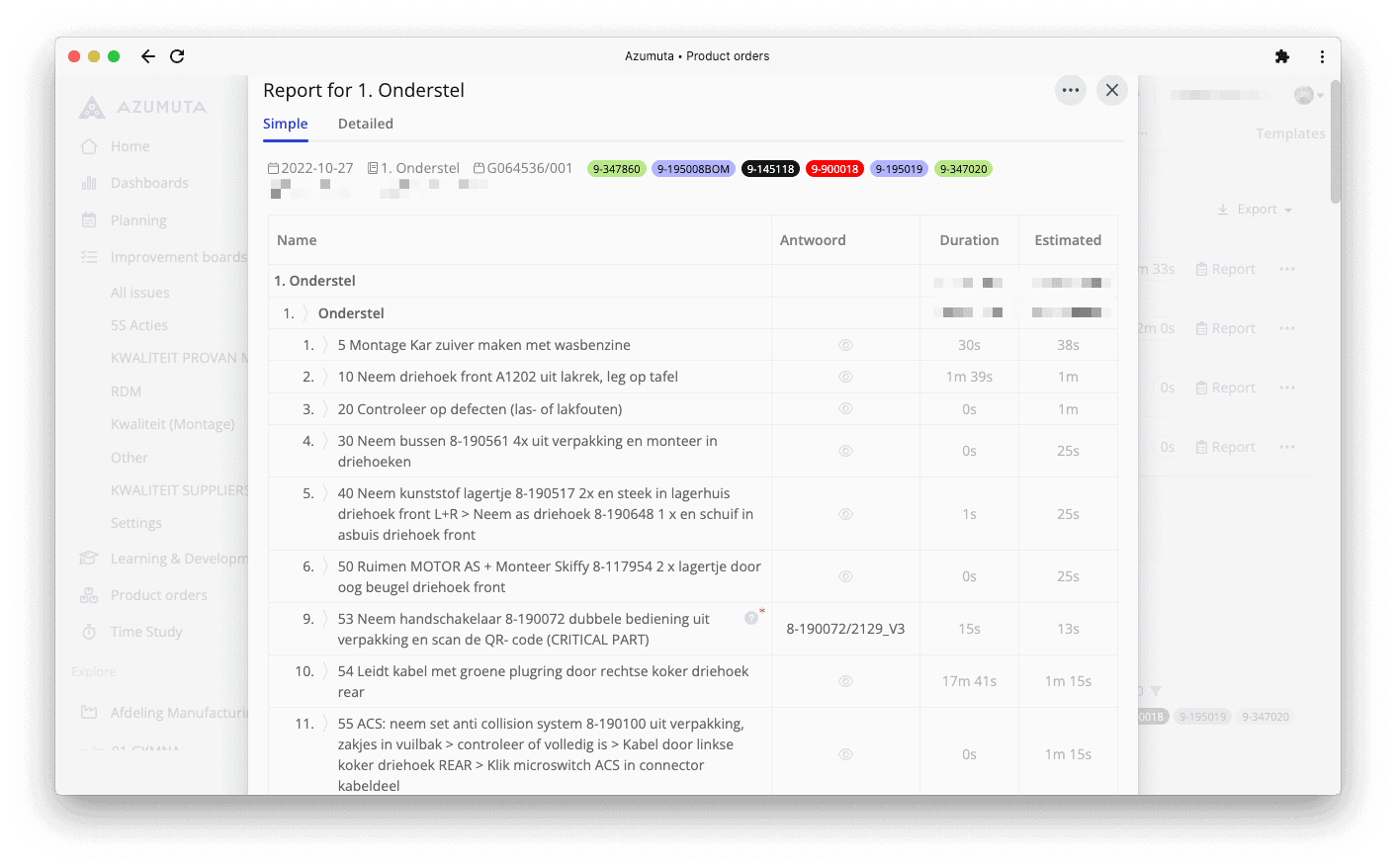 Product Traceability report