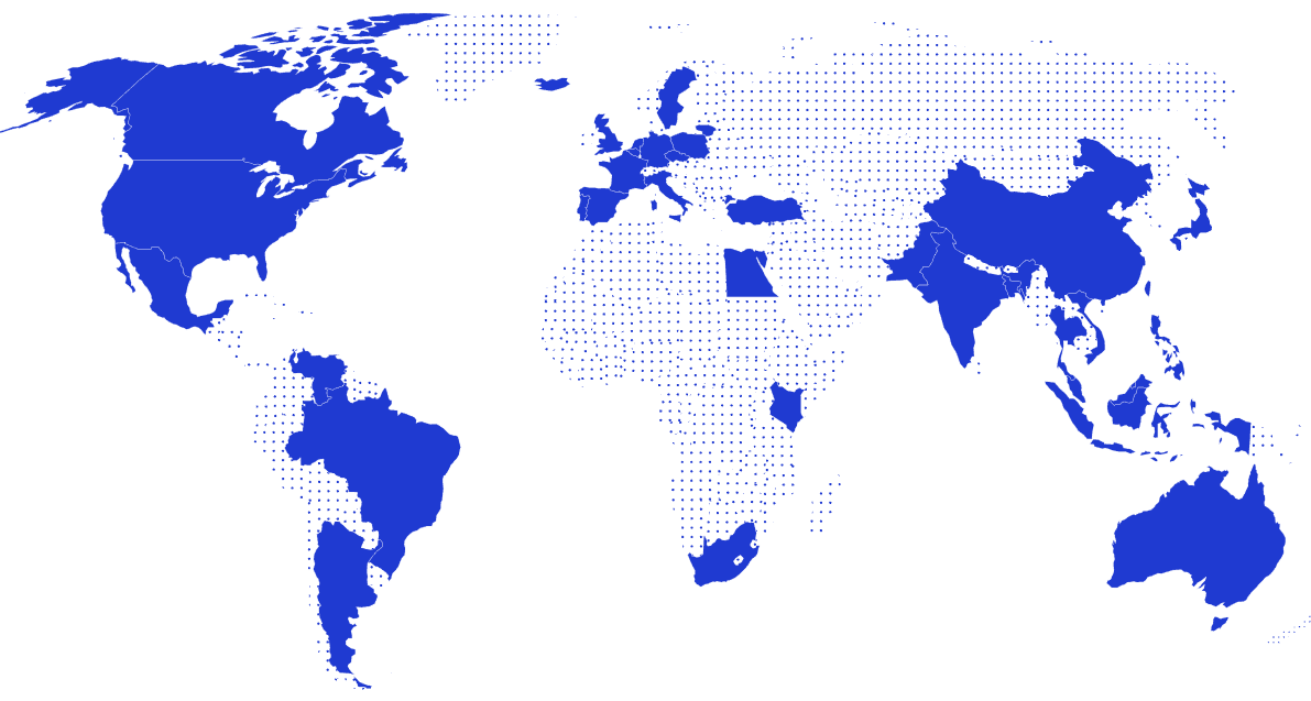 World map showing Azumuta customers