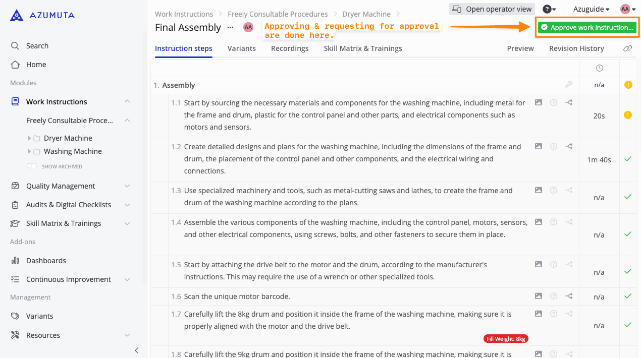 docs create official version work instruction