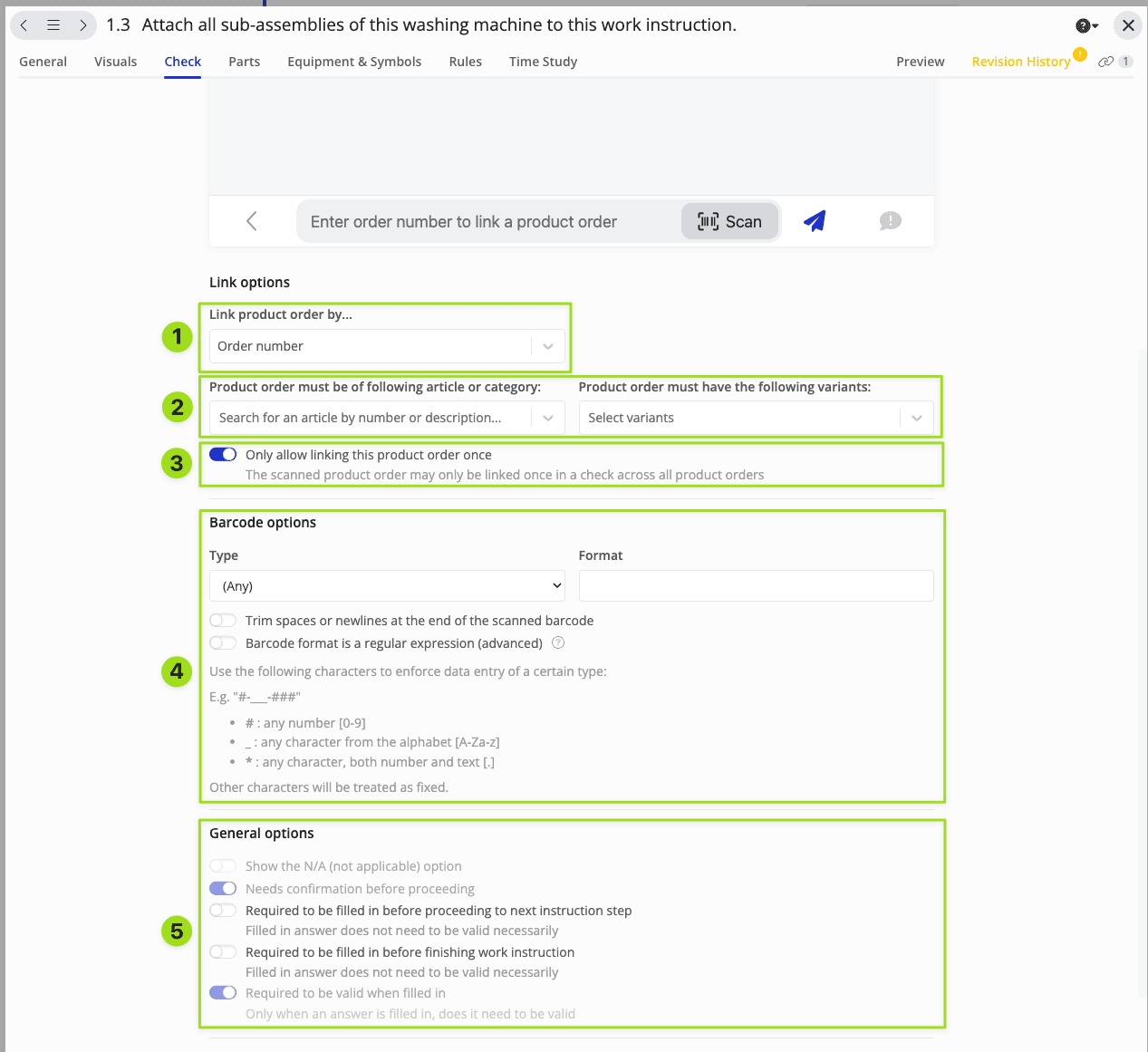 docs link and barcode options