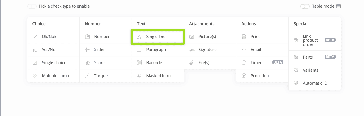 docs single line check