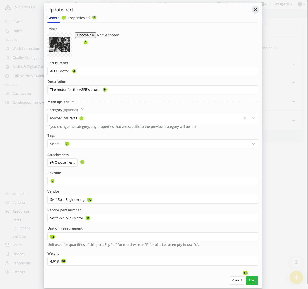 docs how to open the part editor