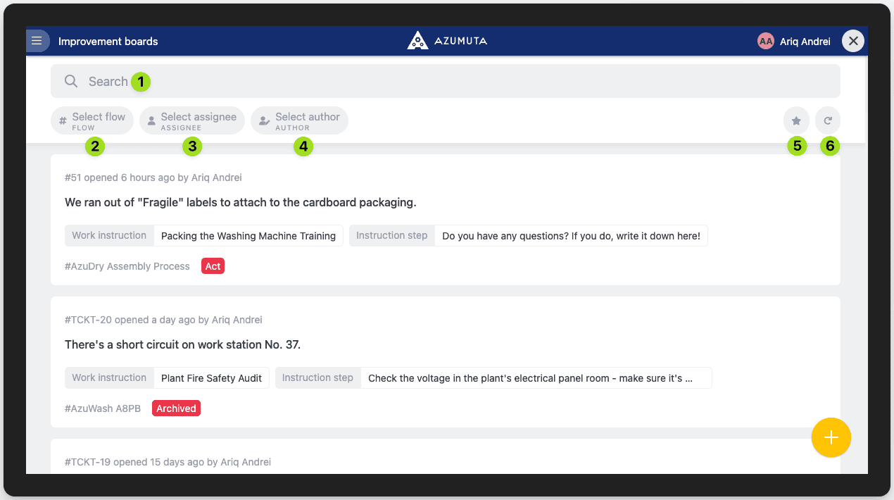 docs the issue filters search bar
