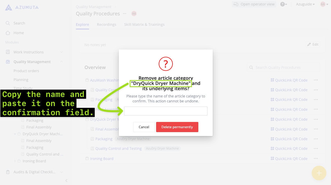docs how to delete an article category