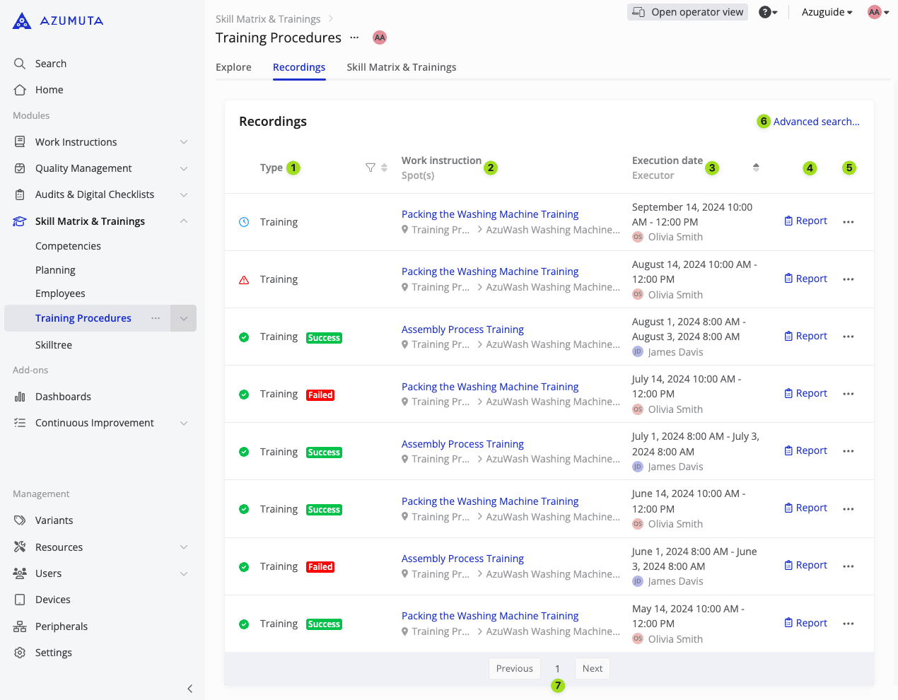 docs recordings on the skill matrix training module