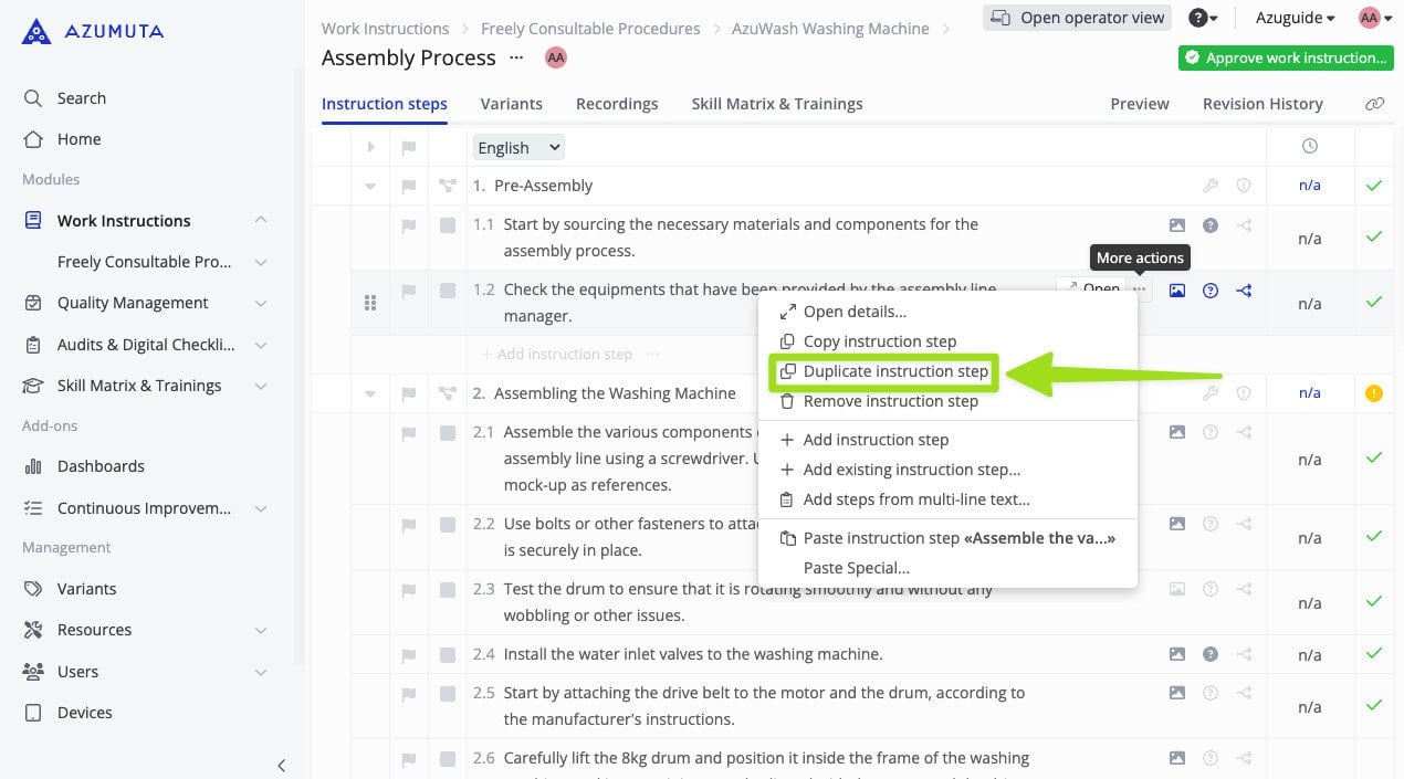 docs duplicate instruction steps