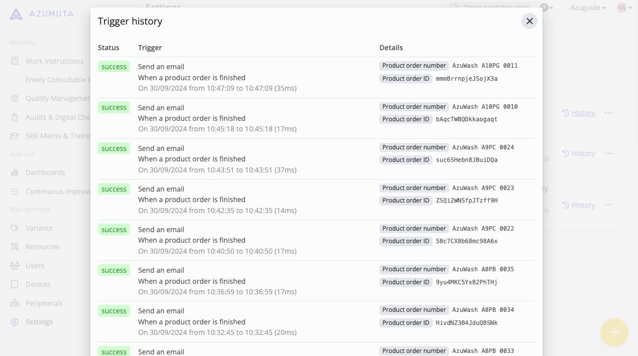 docs new feature trigger usage history