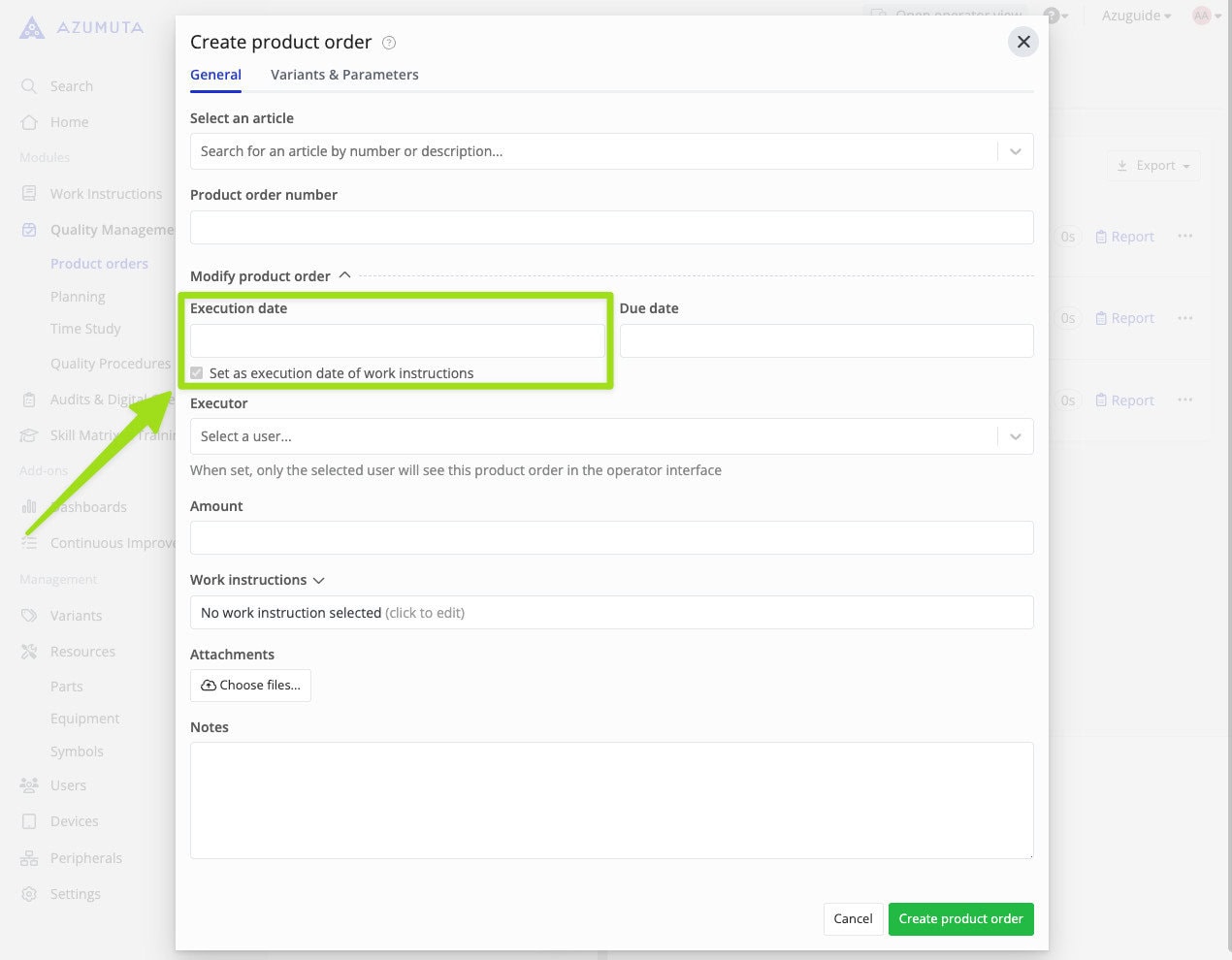 docs product order execution date 2