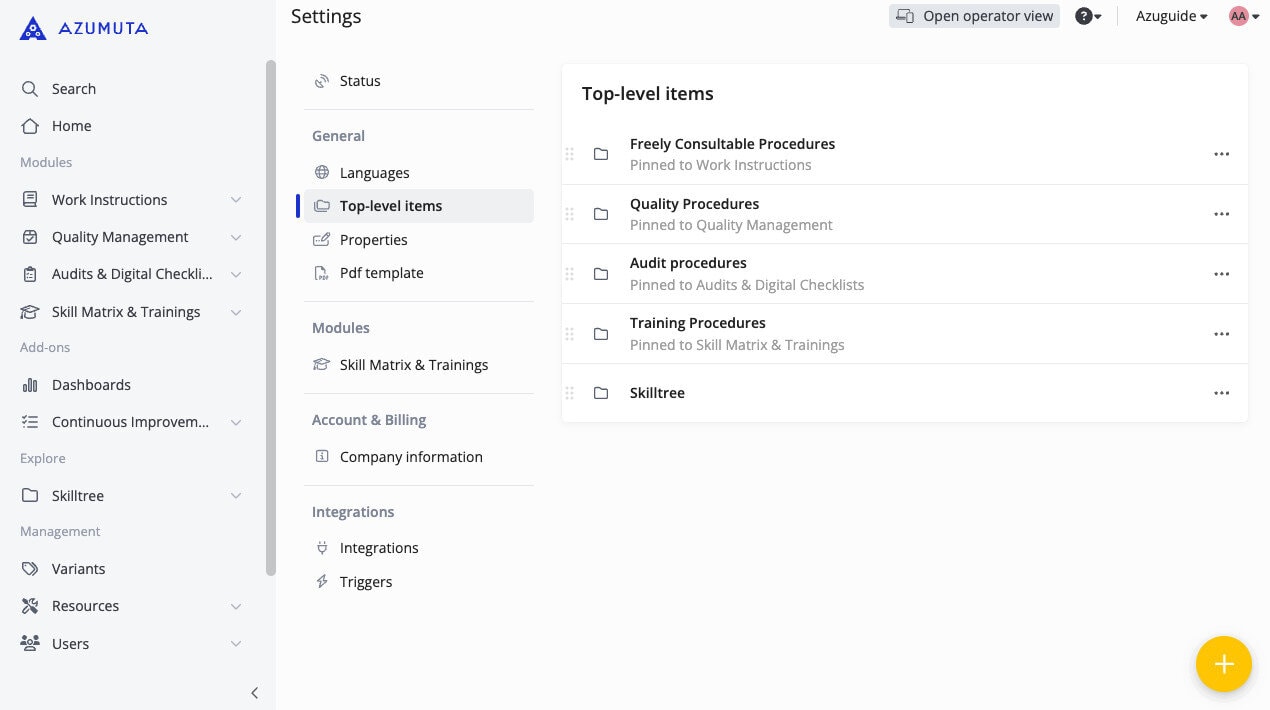 docs improved ui for top level items
